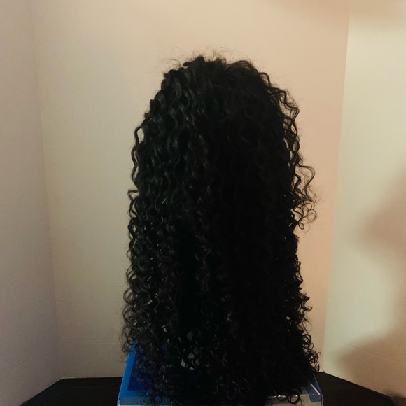 100 Human Hair Black Curly Lace Front Wig - Picture 2 of 13